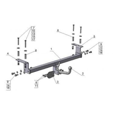 Фаркоп для Nissan Qashqai, Qashqai+2 2007-2014 съемный крюк на двух болтах 1200кг Автос