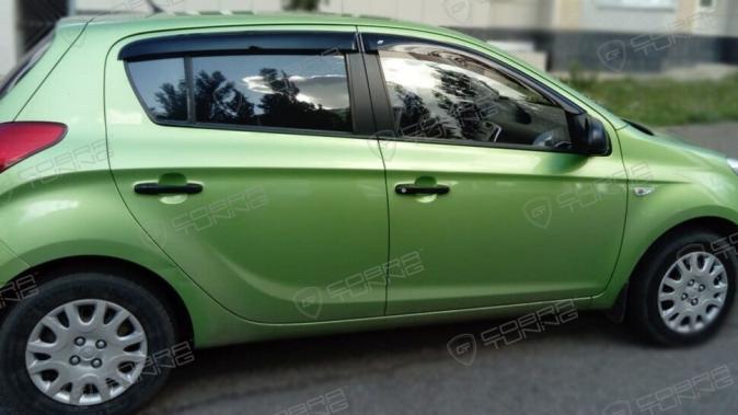 Дефлекторы окон (ветровики) Hyundai I20 Hb 5d 2009 (Хюндай Ай20) Кобра Тюнинг