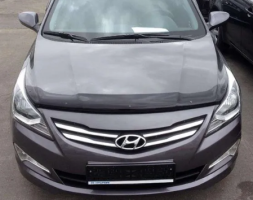 Дефлектор капота (мухобойка) Hyundai Solaris 2014-2017 (Хюндай Солярис) SIM